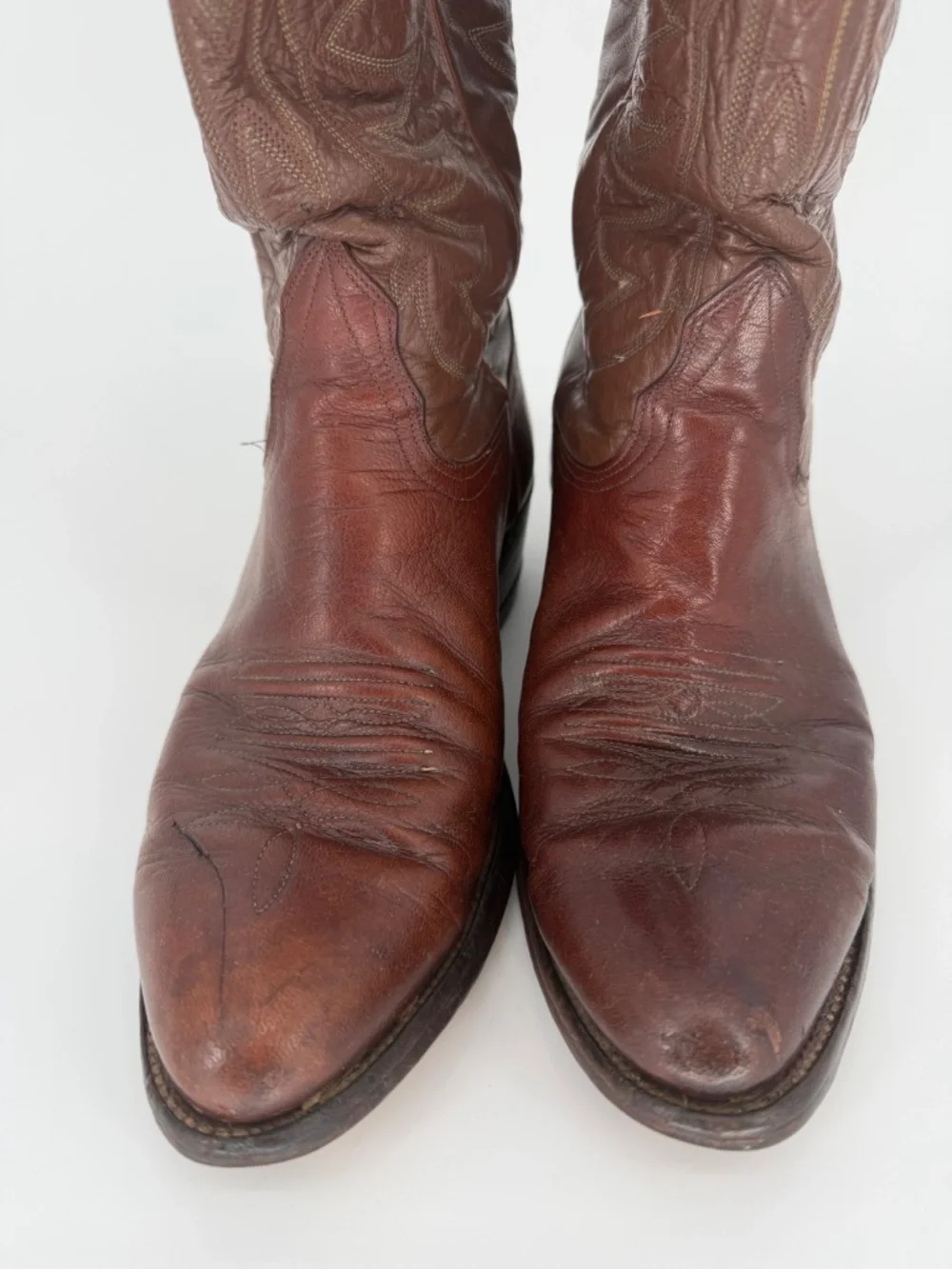 Vintage Nocona Brown Leather Western Cowboy Boots Size 9 D Made in USA Texas